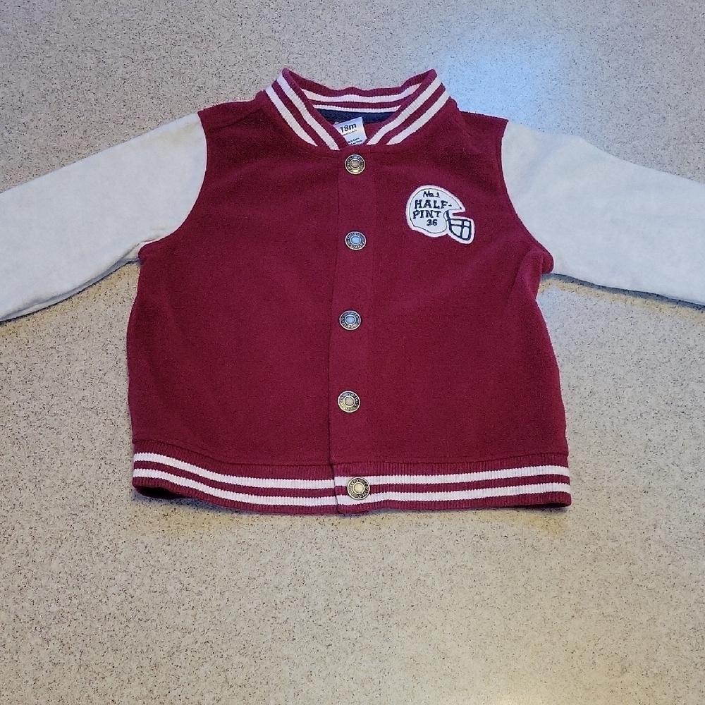 Carter's Maroon and Gray Button Down Sweatshirt Size 18 Months